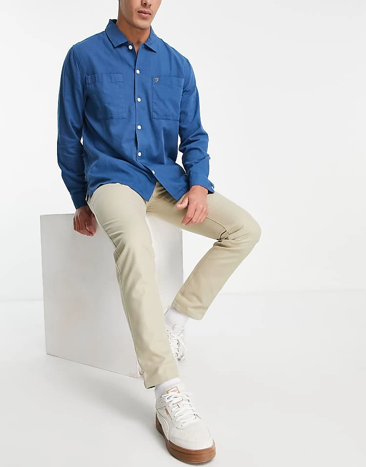 Farah Trousers In Stone For Men Neutral - Image 3