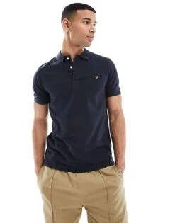 Farah Blanes Short Sleeve Polo Shirt In Navy For Men