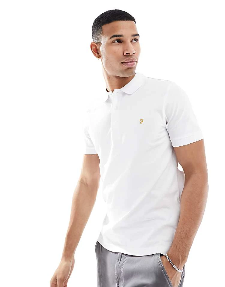 Farah Blanes Short Sleeve Polo Shirt In White For Men - Image 5