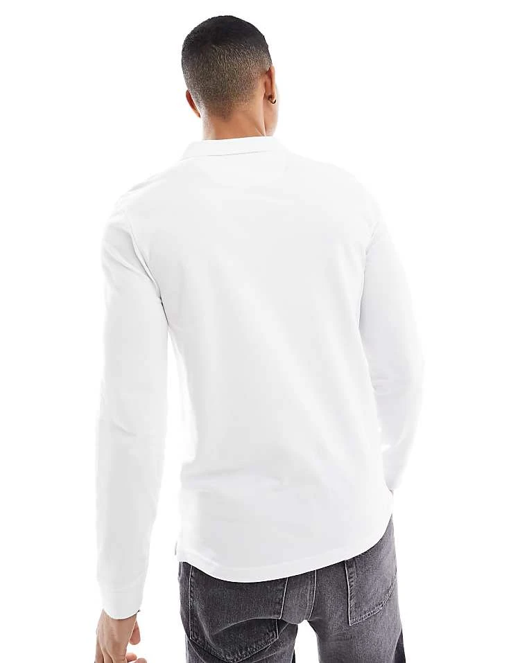 Farah Blanes Long Sleeve Polo Shirt In White For Men - Image 2