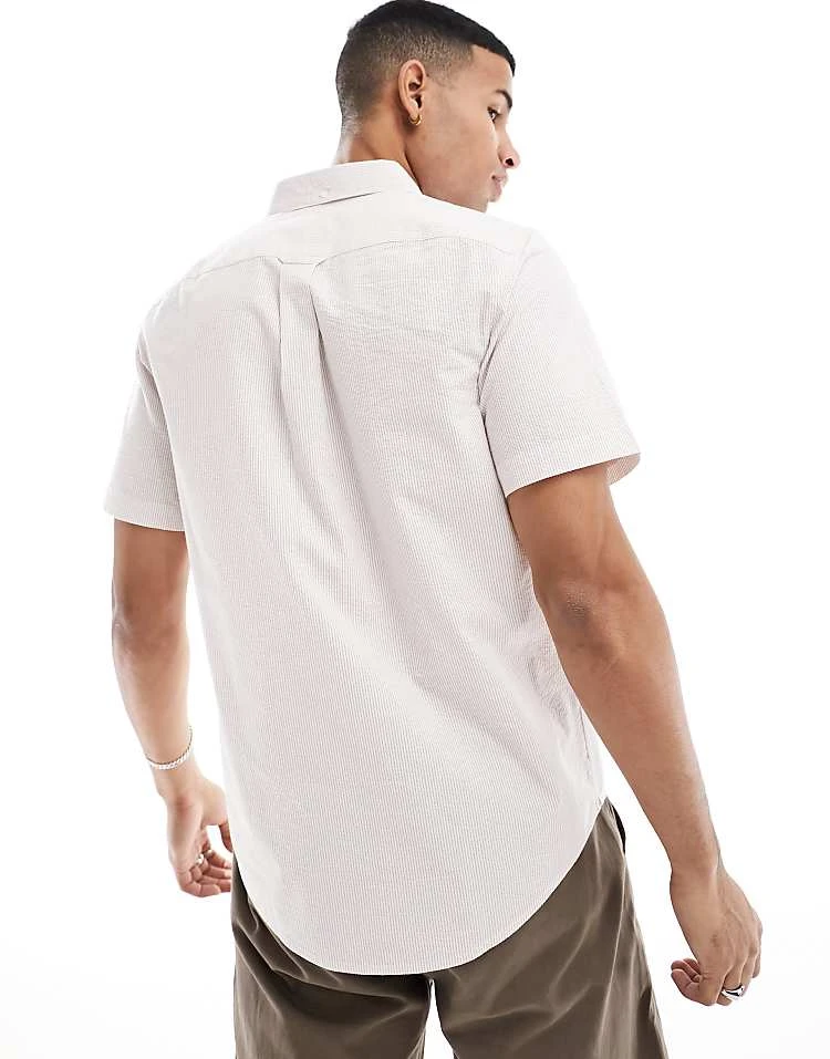 Farah Cotton Stripe Seersucker Shirt In Pink For Men - Image 2