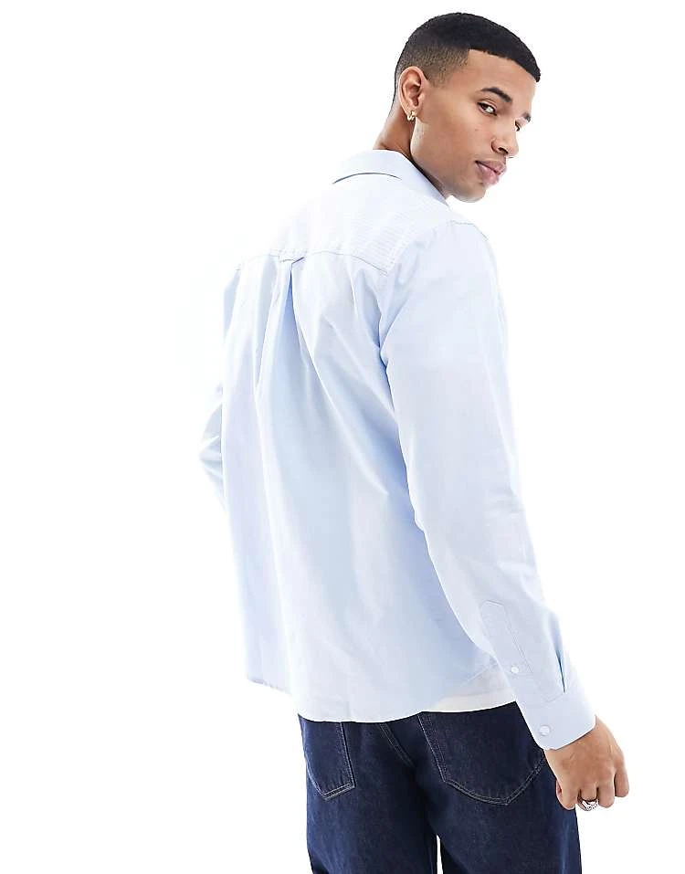 Farah Brewer Slim Fit Patch Shirt In Blue For Men Mid Blue - Image 4