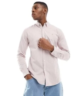 Farah Cotton Long Sleeve Shirt In Pink For Men