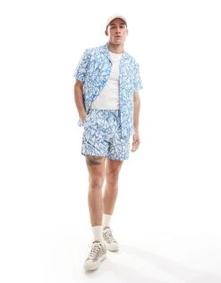 Farah Printed Short In Blue For Men