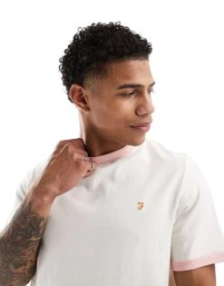 Farah Ringer Short Sleeve T-shirt In Off White For Men