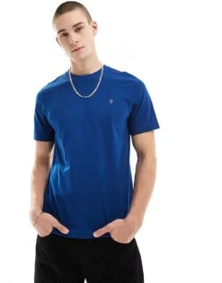 Farah Danny Cotton T-shirt In Blue For Men