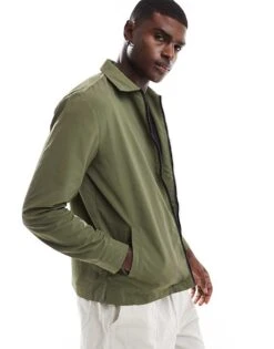 Farah Holwick Zip Shacket In Khaki For Men Navy