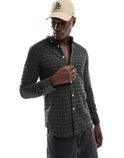 Farah Alban Longsleeve Check Shirt In Navy For Men