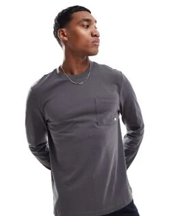Farah Burst Long Sleeve T-shirt In Grey For Men