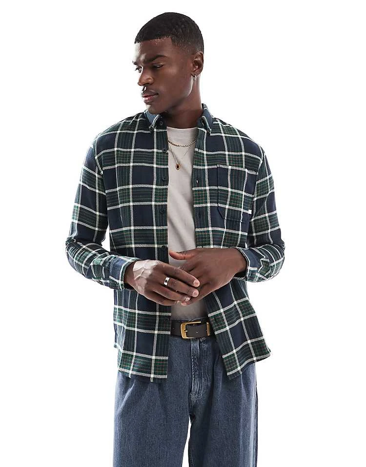 Farah Marcelo Check Longsleeve Shirt In Navy For Men