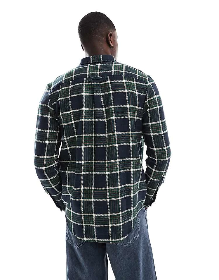 Farah Marcelo Check Longsleeve Shirt In Navy For Men - Image 2