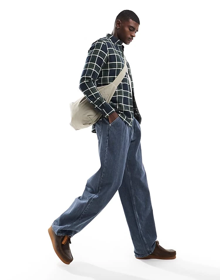 Farah Marcelo Check Longsleeve Shirt In Navy For Men - Image 3