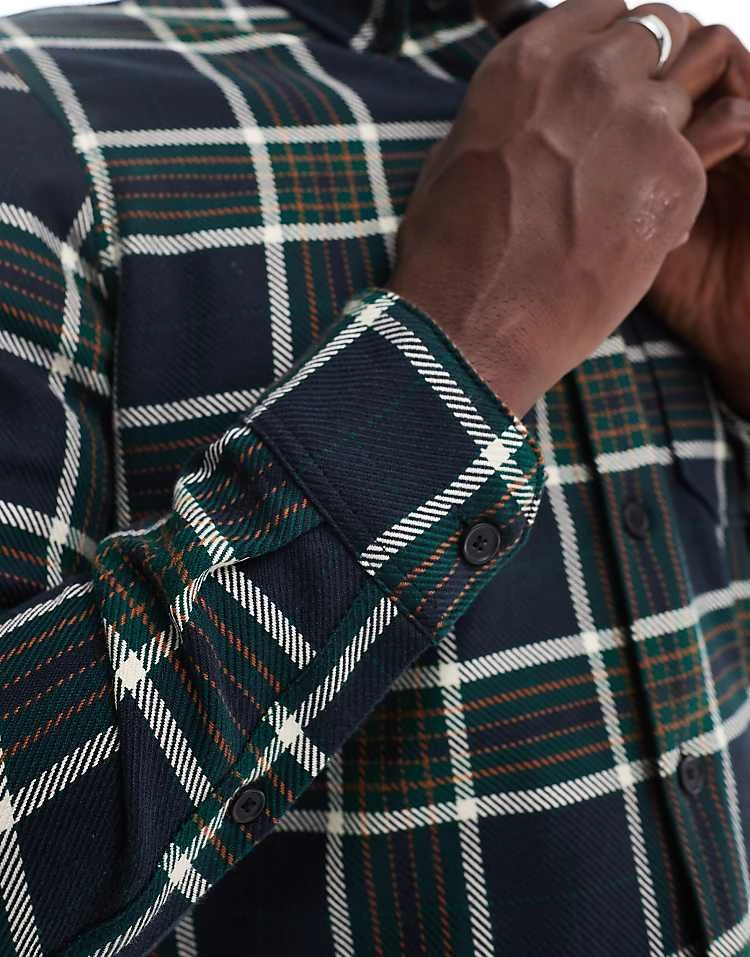 Farah Marcelo Check Longsleeve Shirt In Navy For Men - Image 4