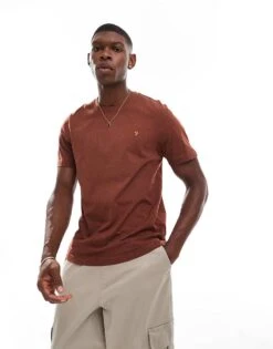 Farah Danny Cotton T-shirt In Burgundy For Men