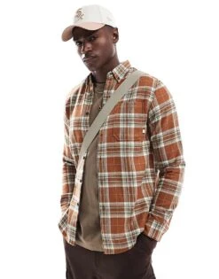 Farah Marcelo Check Longsleeve Shirt In Orange For Men