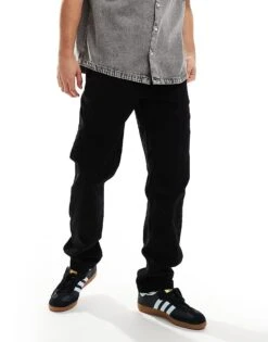 Farah Norwood Regular Fit Cord Chino Trousers In Black For Men