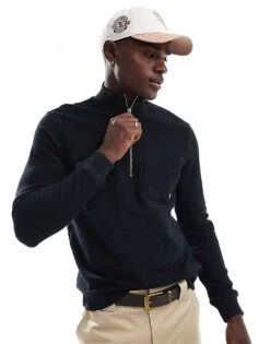 Farah Andres Quarter Zip Sweatshirt In Black For Men