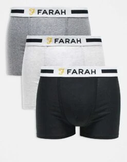 Farah 3pack Boxers In Black And Grey For Men Multi