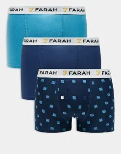 Farah 3pack Boxers In Blue Multi For Men