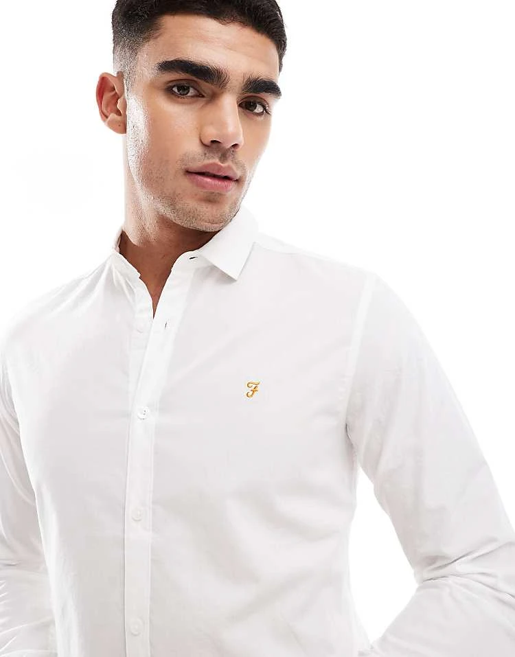 Farah Yorke Long Sleeve Poplin Shirt In White For Men - Image 5