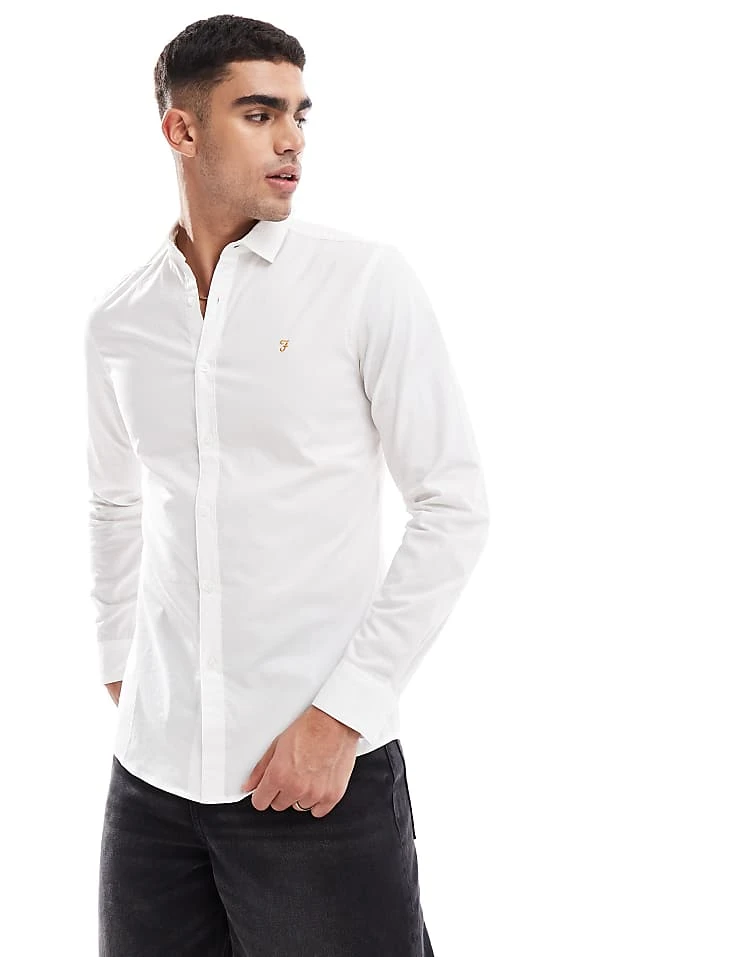 Farah Yorke Long Sleeve Poplin Shirt In White For Men - Image 2