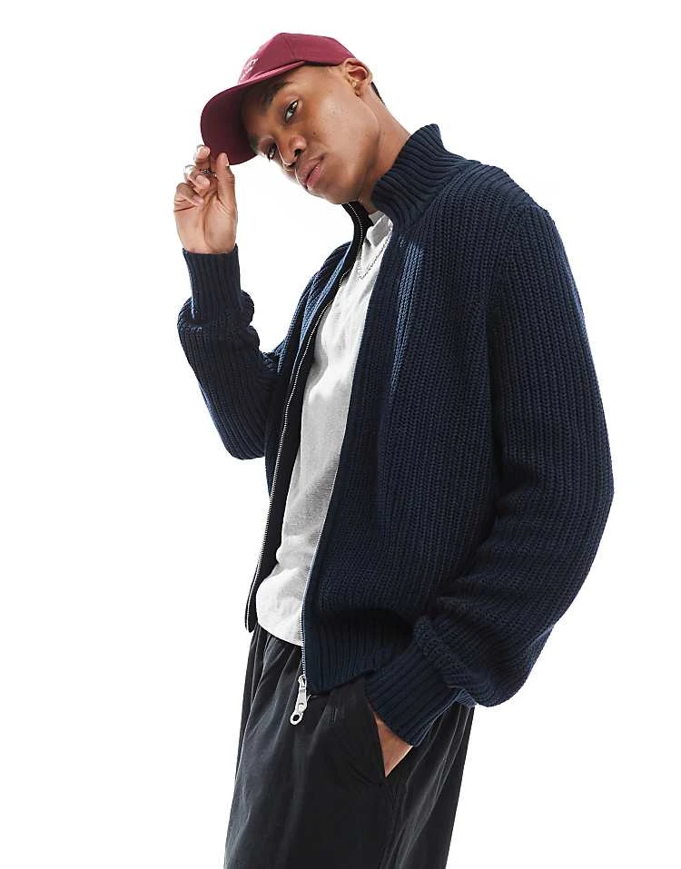 Farah Crestone Zip Through Jumper In Navy For Men - Image 5