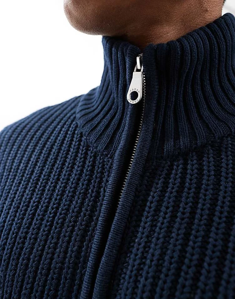 Farah Crestone Zip Through Jumper In Navy For Men - Image 3