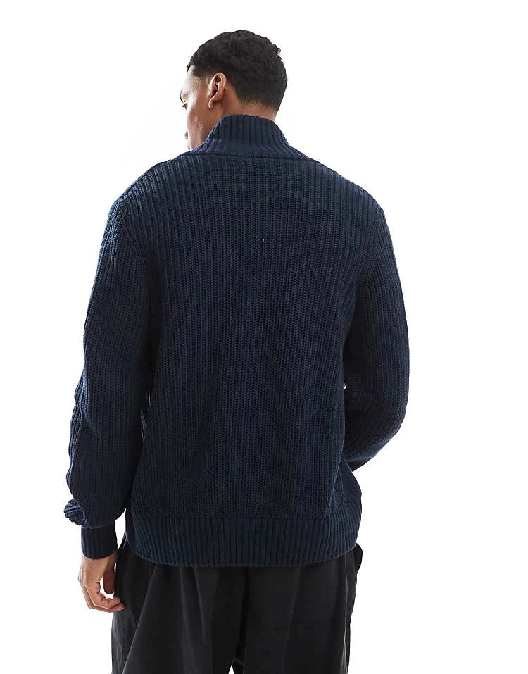 Farah Crestone Zip Through Jumper In Navy For Men - Image 4