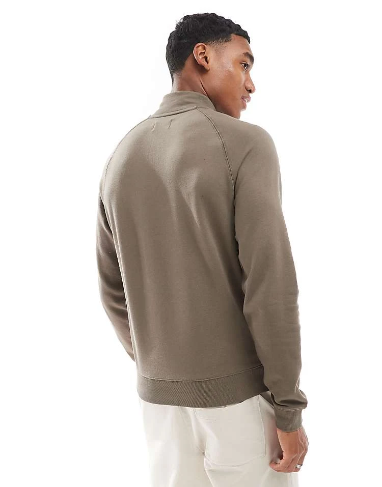 Farah Jim Half Zip Sweatshirt In Mushroom Grey For Men - Image 4