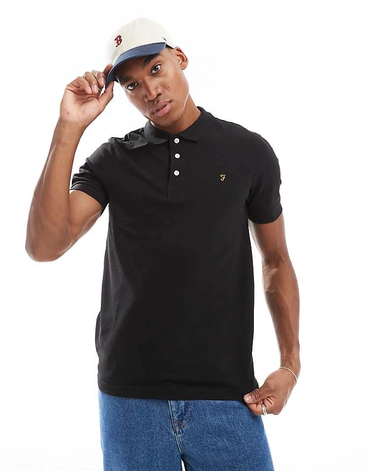 Farah Blanes Short Sleeve Polo Shirt In Black For Men - Image 5