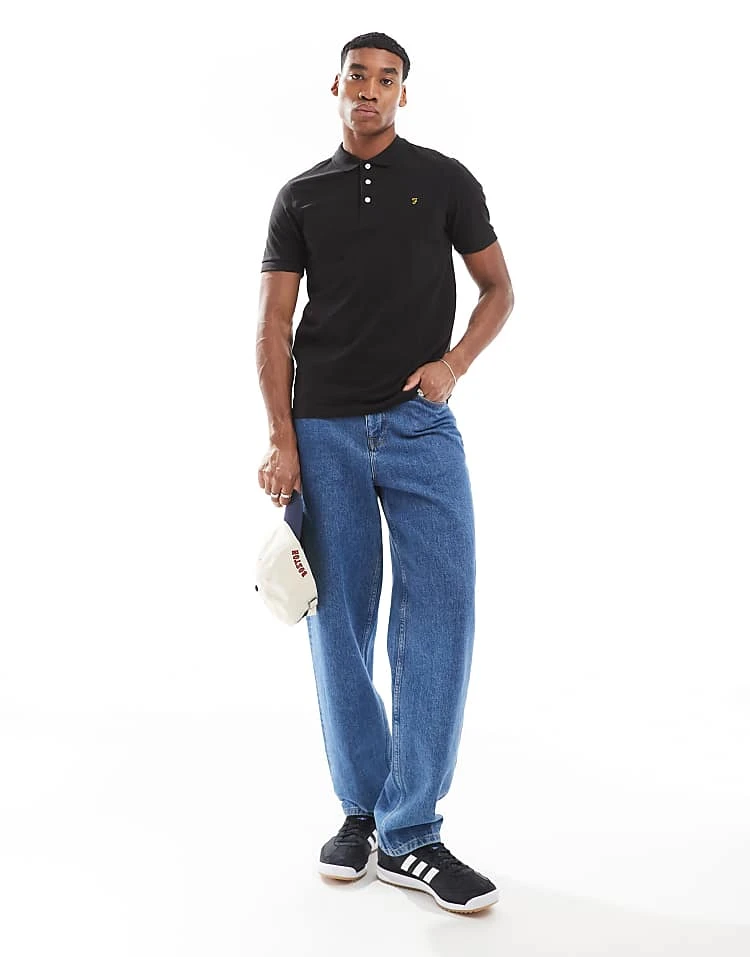 Farah Blanes Short Sleeve Polo Shirt In Black For Men - Image 3