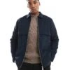 Farah Schultz Cord Overshirt In Navy With Quilted Lining For Men