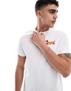 Farah Devon T-shirt In White With Archive Dog Print For Men