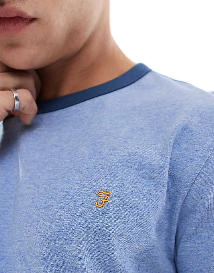 Farah Groves Ringer T-shirt In Light Blue And Navy For Men - Image 3
