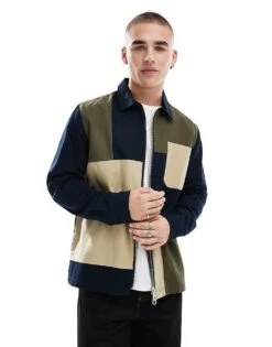 Farah Burleigh Zip Up Jacket In Patchwork For Men Multi