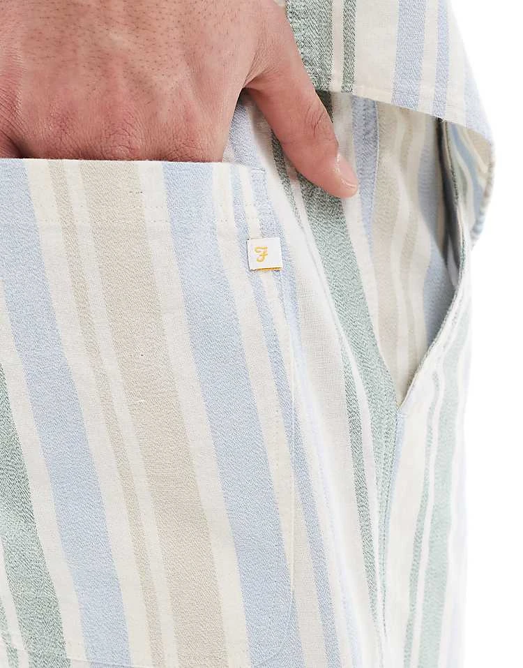 Farah Redwald Co-ord Stripe Shorts In Blue And Green For Men Multi - Image 3