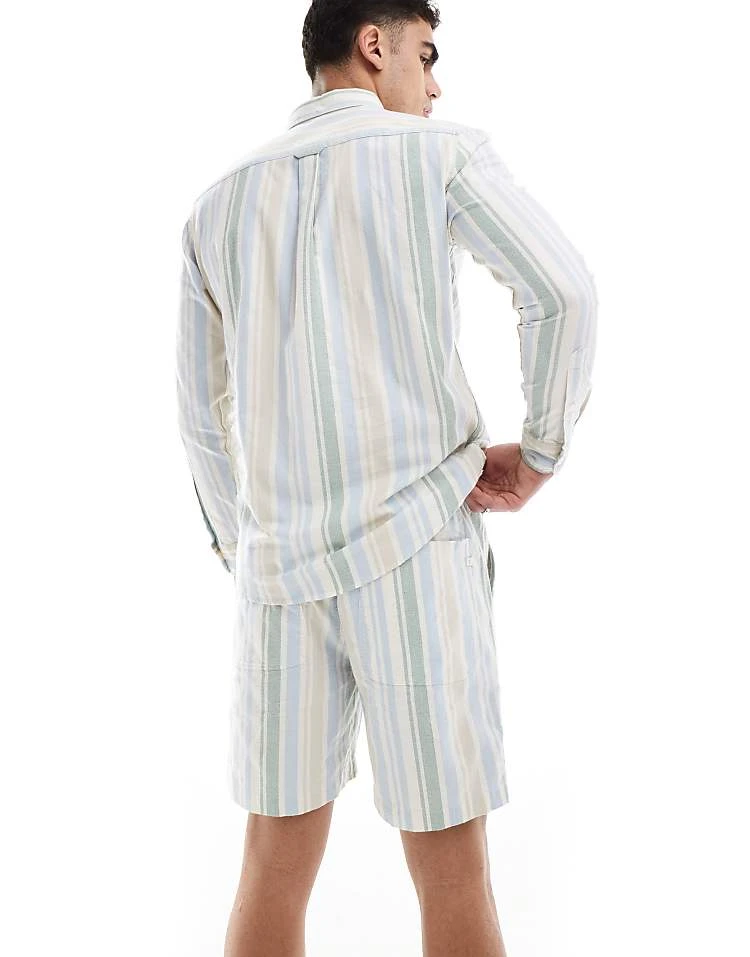 Farah Redwald Co-ord Stripe Shorts In Blue And Green For Men Multi - Image 4