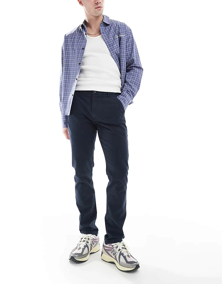 Farah Elm Straight Leg Trousers In Navy For Men