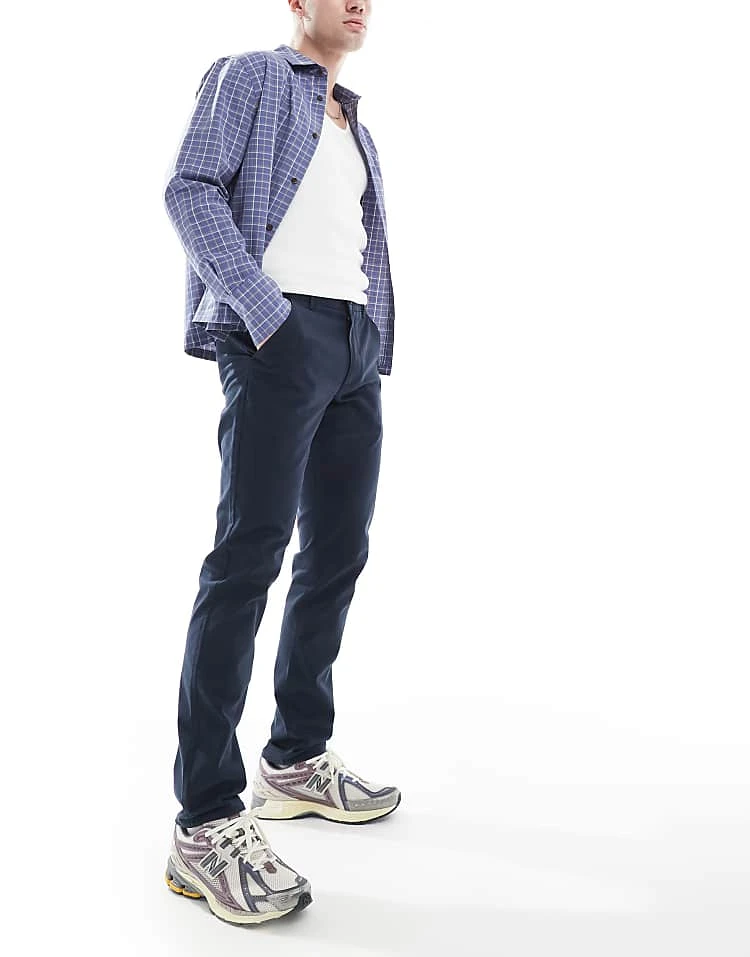 Farah Elm Straight Leg Trousers In Navy For Men - Image 4