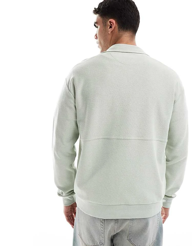 Farah Swaton Half Zip Sweatshirt In Sage Green For Men - Image 4