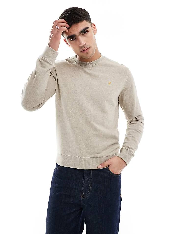 Farah Tim Crewneck Sweatshirt In Beige For Men