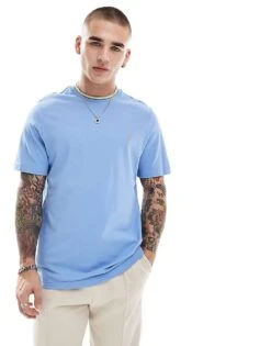 Farah Alvin T-shirt In Light Blue With Collar Tipping For Men